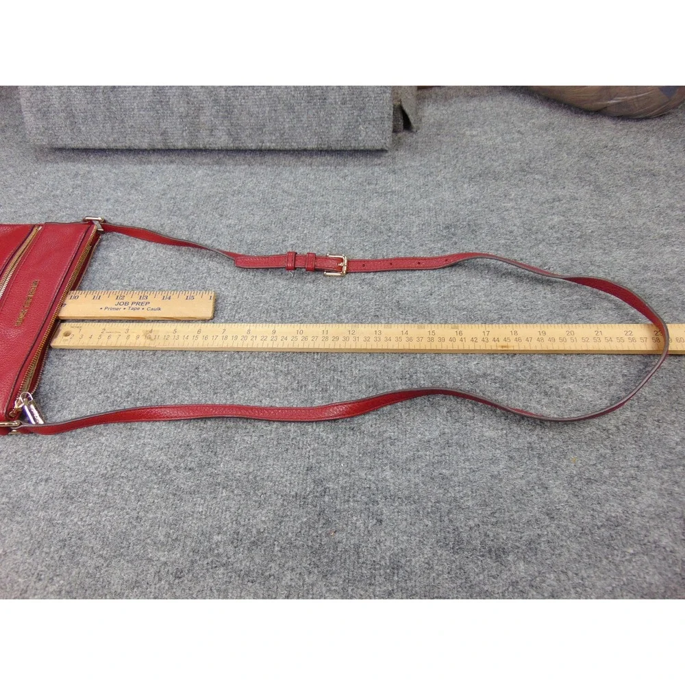 Michael Kors Bedford Red Pebbled Leather Crossbody Bag 32H2MBFC2L Gold Hardware - Picture 15 of 16